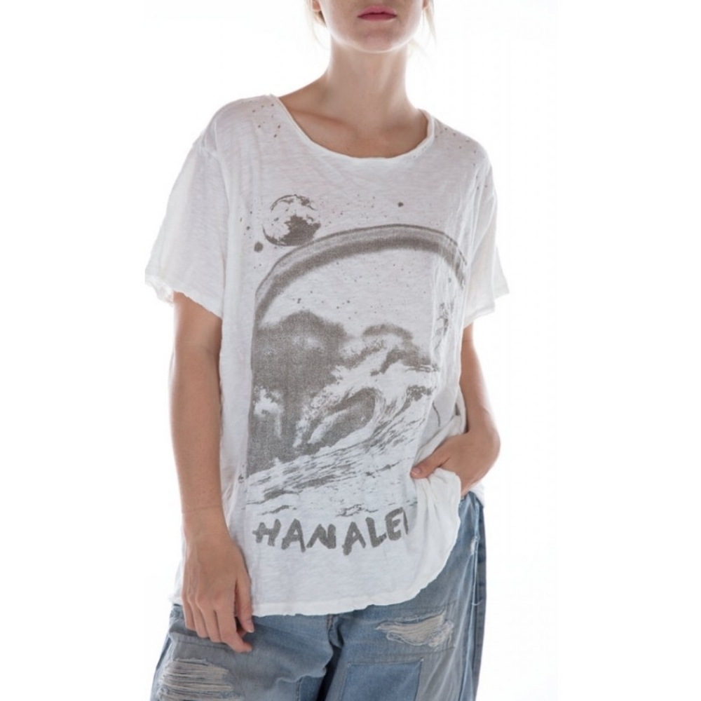Magnolia Pearl Hanalei T True new boyfriend white t-shirt top one size t…